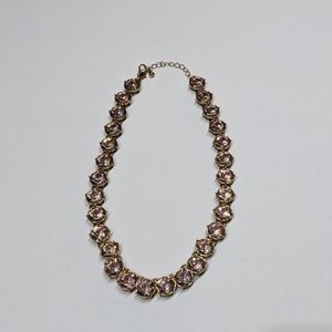 Forever 21 Light Pink Jewel and Gold Necklace